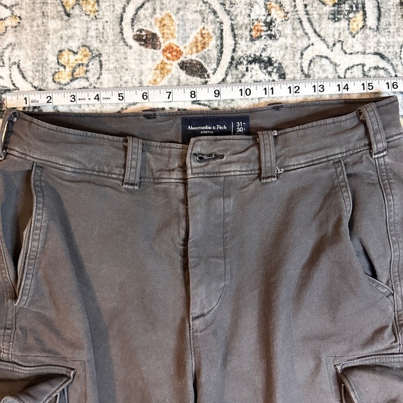 Abercrombie & Fitch Stretch Cargo Pant Gray/Brown Cotton Blend Womens 31x30 - Picture 5 of 12
